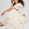 Paula echevarría tiered crinkle lace midi skirt