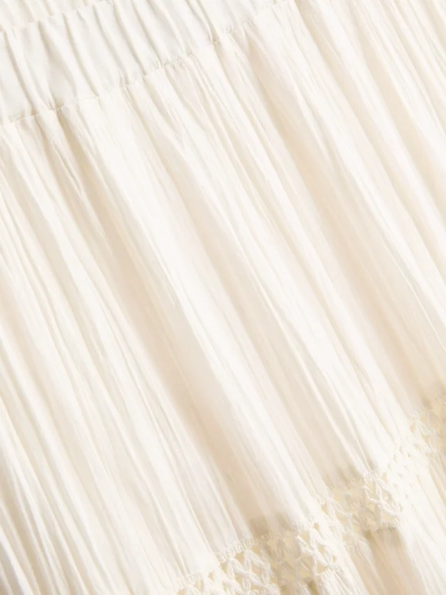 Paula echevarría tiered crinkle lace midi skirt