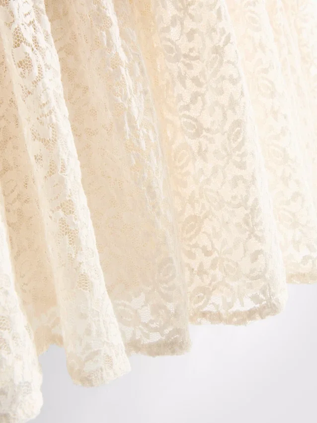 Paula echevarría tiered crinkle lace midi skirt