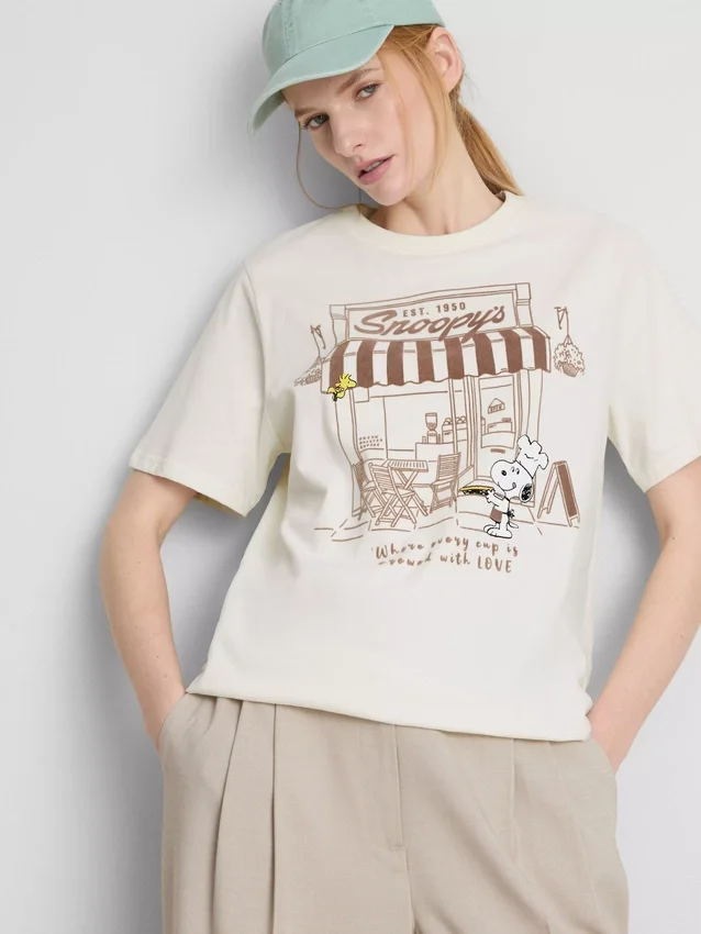 Peanuts snoopy cotton cafe t-shirt