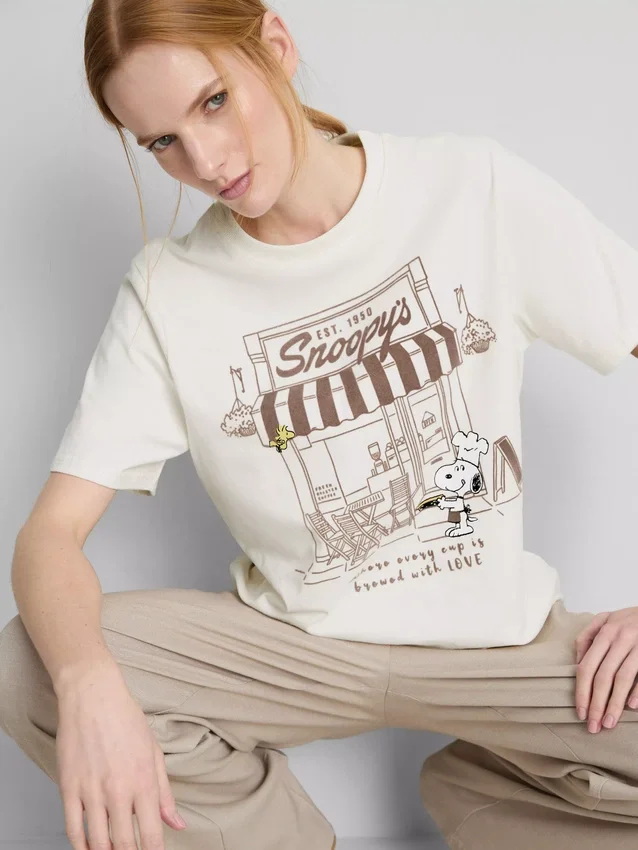 Peanuts snoopy cotton cafe t-shirt