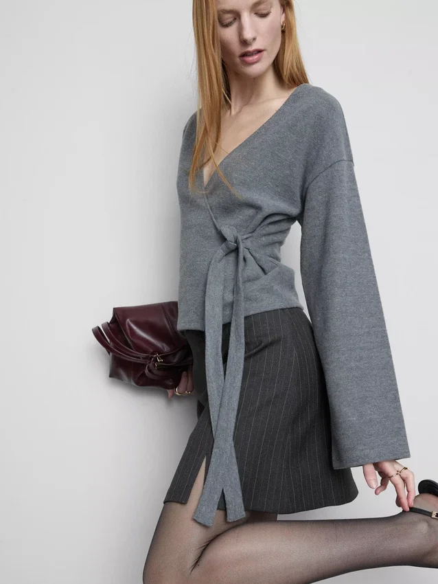 Pinstripe a-line mini skirt