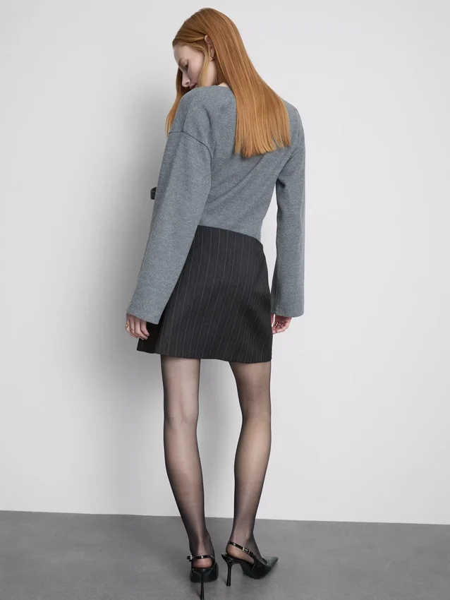 Pinstripe a-line mini skirt