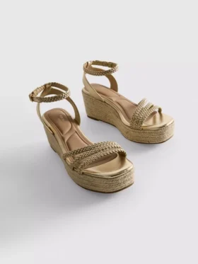 Plaited wedge sandals