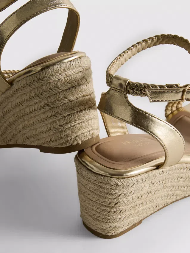 Plaited wedge sandals