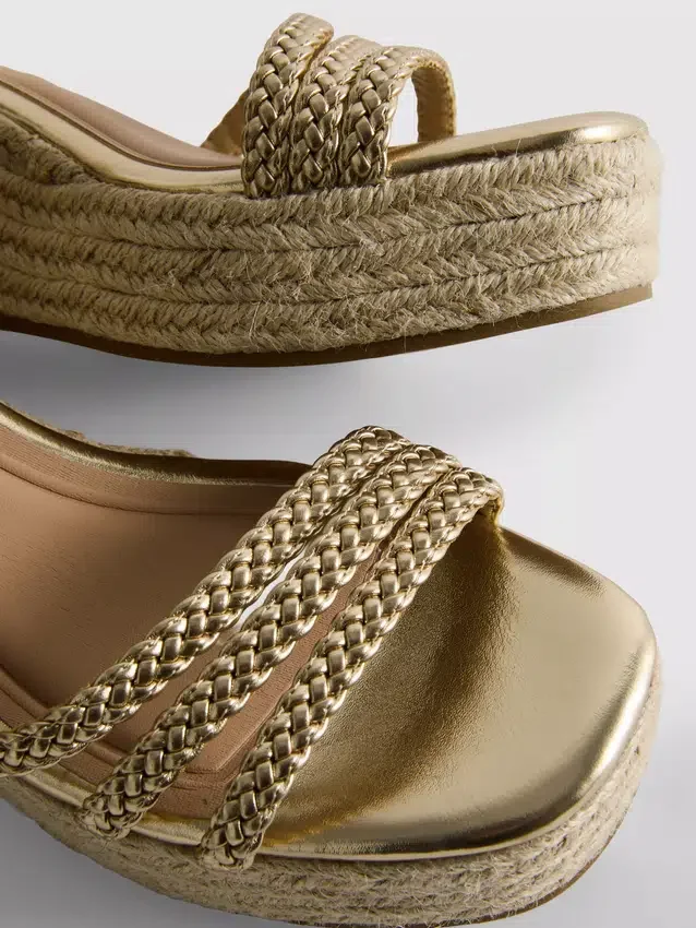 Plaited wedge sandals