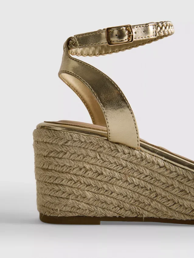 Plaited wedge sandals