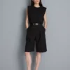 Pleated bermuda shorts