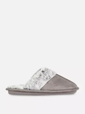 Plush mule slippers