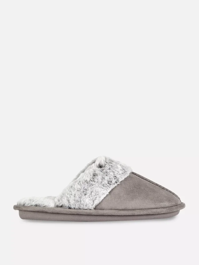 Plush mule slippers