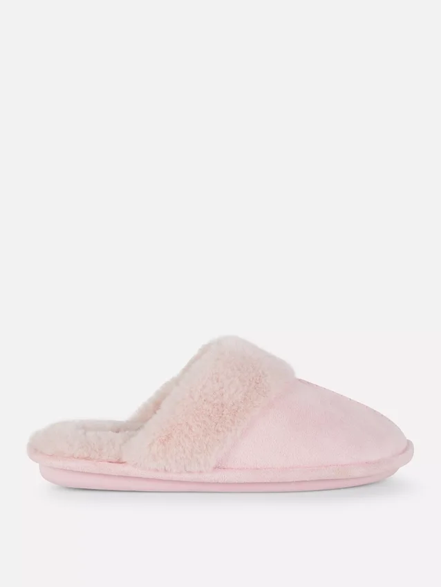 Plush mule slippers