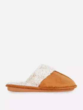 Plush mule slippers