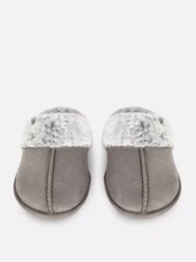 Plush mule slippers