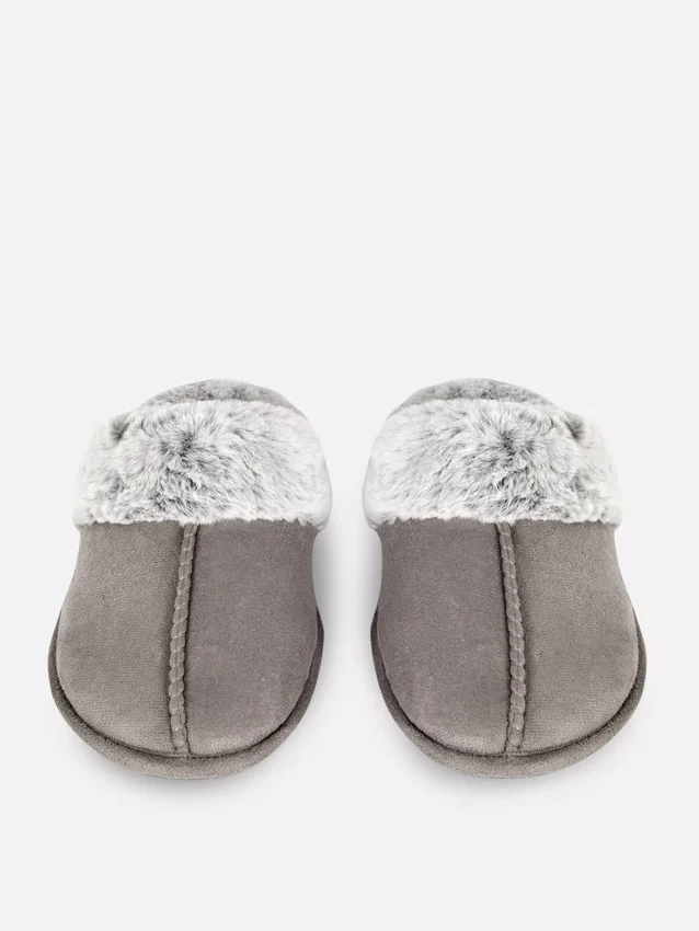 Plush mule slippers