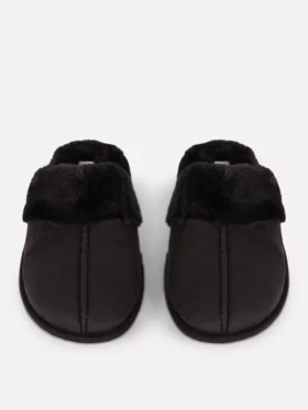 Plush mule slippers