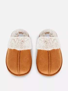 Plush mule slippers