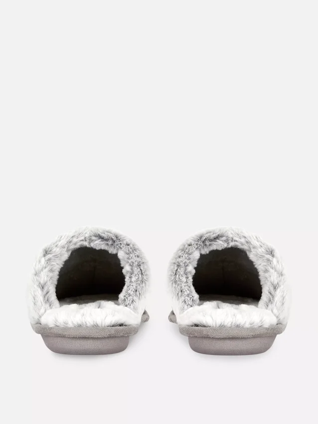 Plush mule slippers