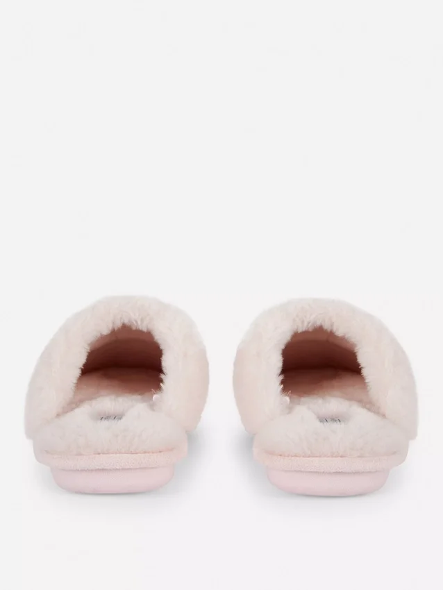 Plush mule slippers