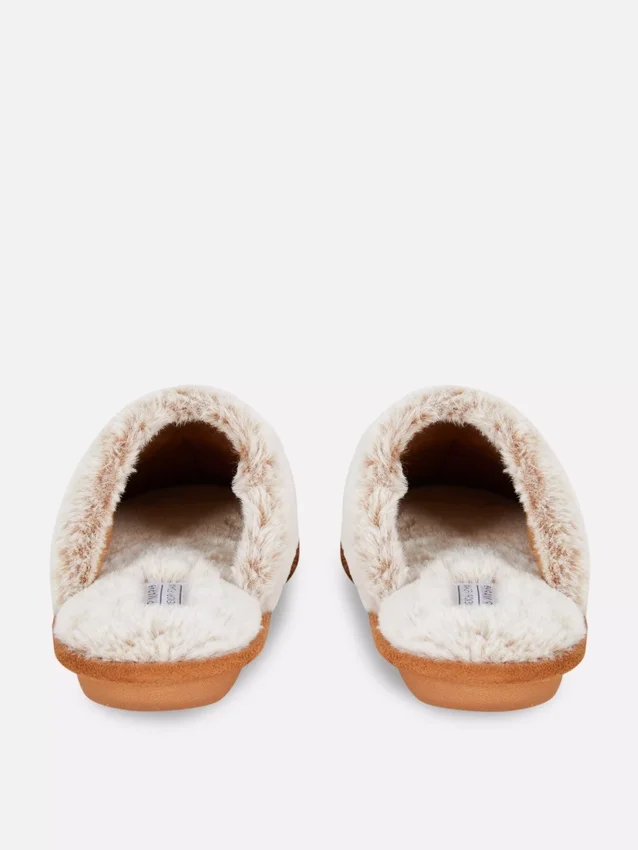 Plush mule slippers