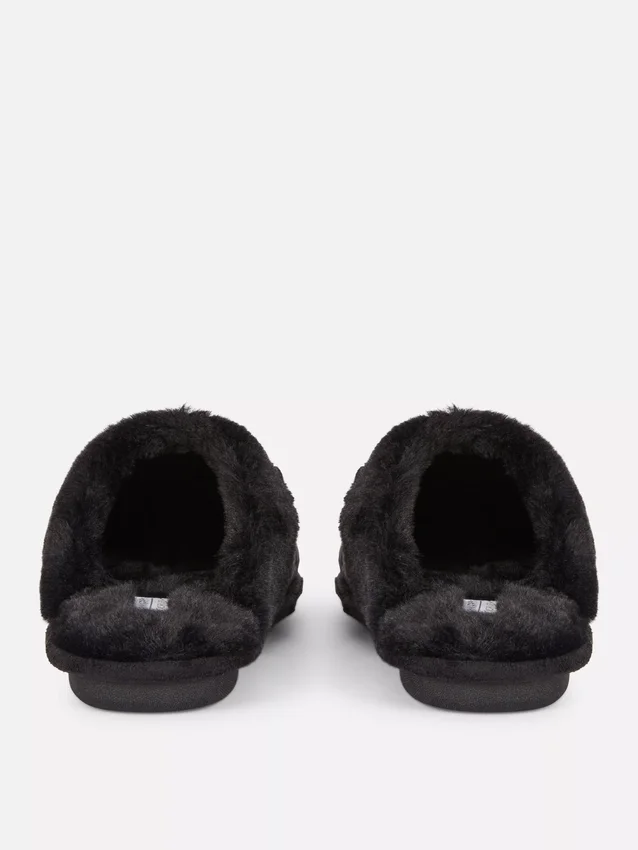 Plush mule slippers