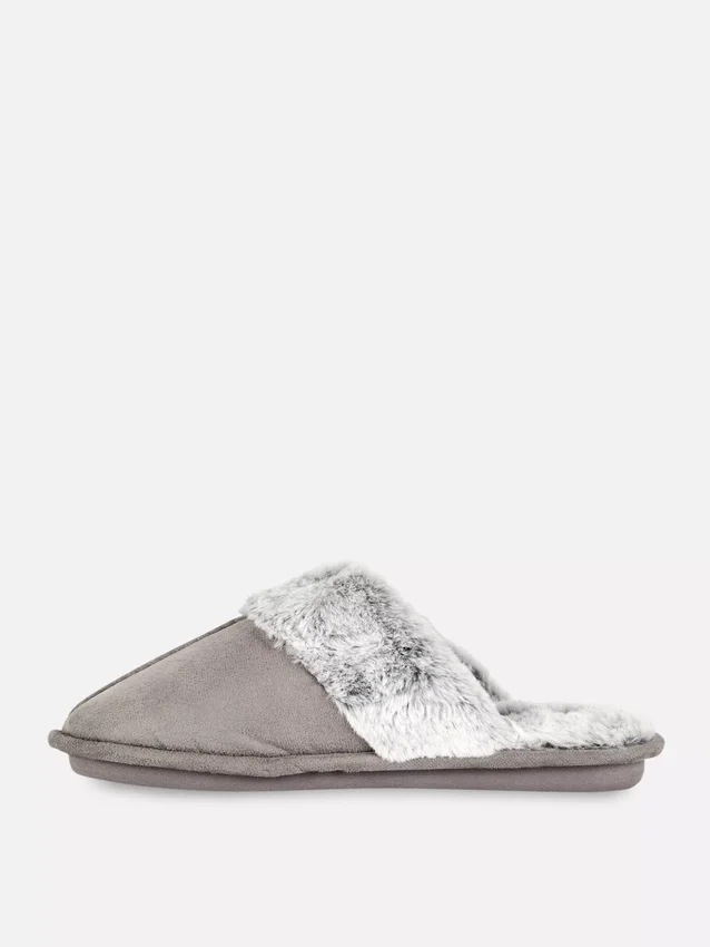 Plush mule slippers