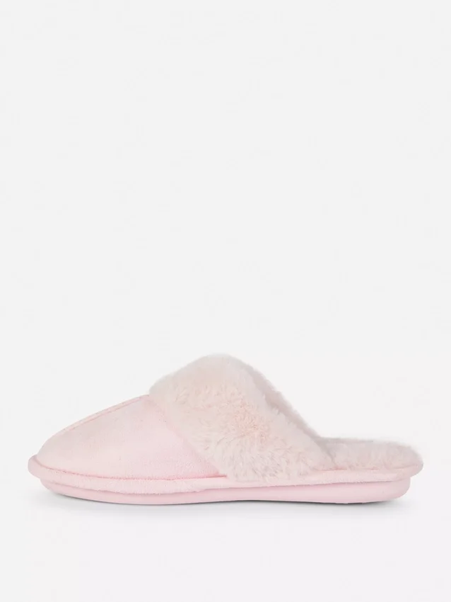 Plush mule slippers