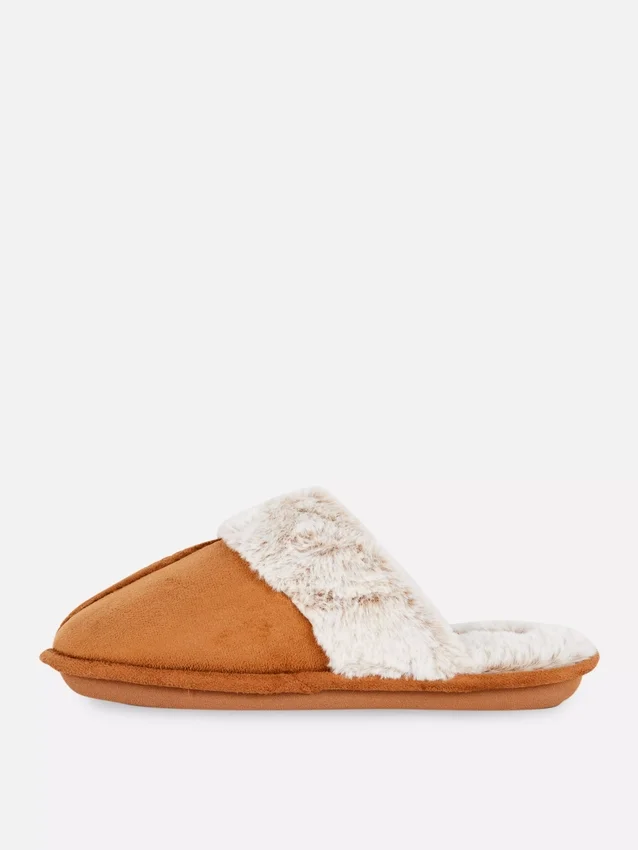 Plush mule slippers