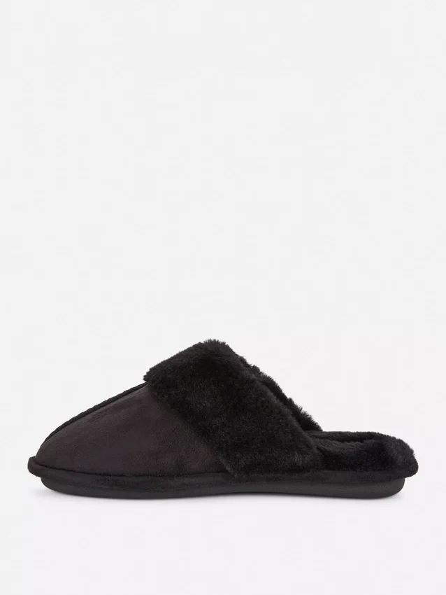 Plush mule slippers