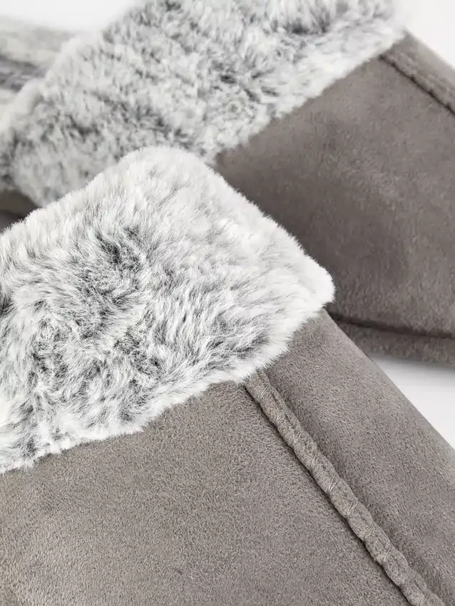 Plush mule slippers