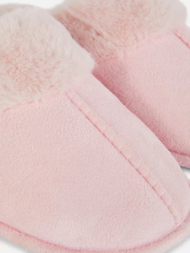 Plush mule slippers