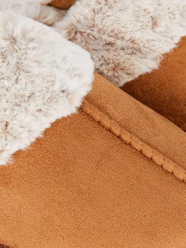 Plush mule slippers