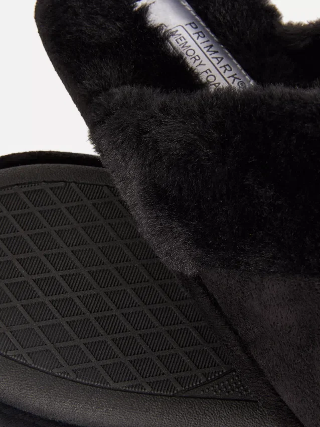 Plush mule slippers