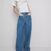 Pocket front wide leg jeans