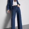 Pocket front wide leg jeans