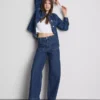 Pocket front wide leg jeans