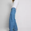 Pocket front wide leg jeans