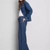 Pocket front wide leg jeans