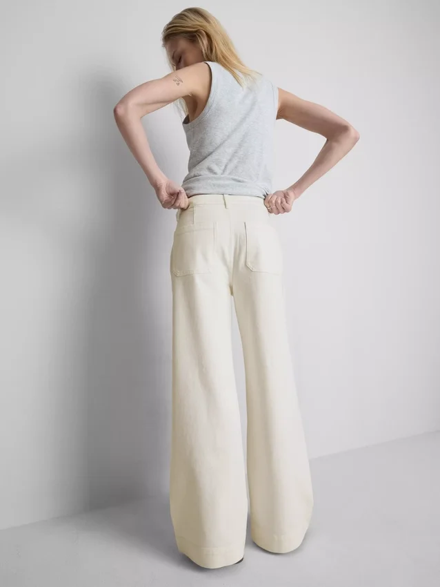 Pocket front wide leg jeans