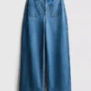 Pocket front wide leg jeans
