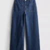 Pocket front wide leg jeans