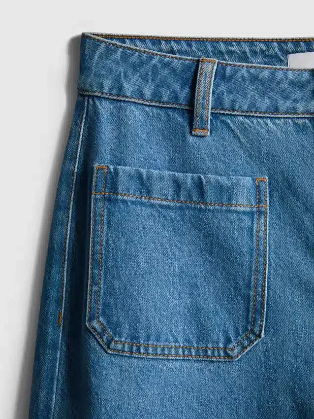 Pocket front wide leg jeans
