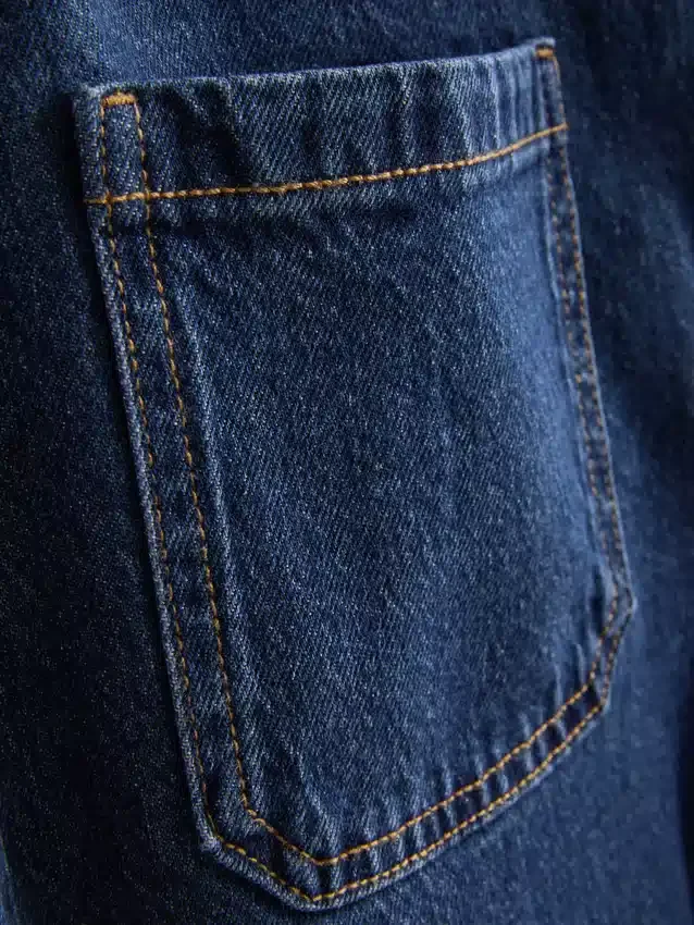 Pocket front wide leg jeans