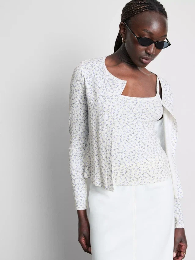 Pointelle cardigan and cami set