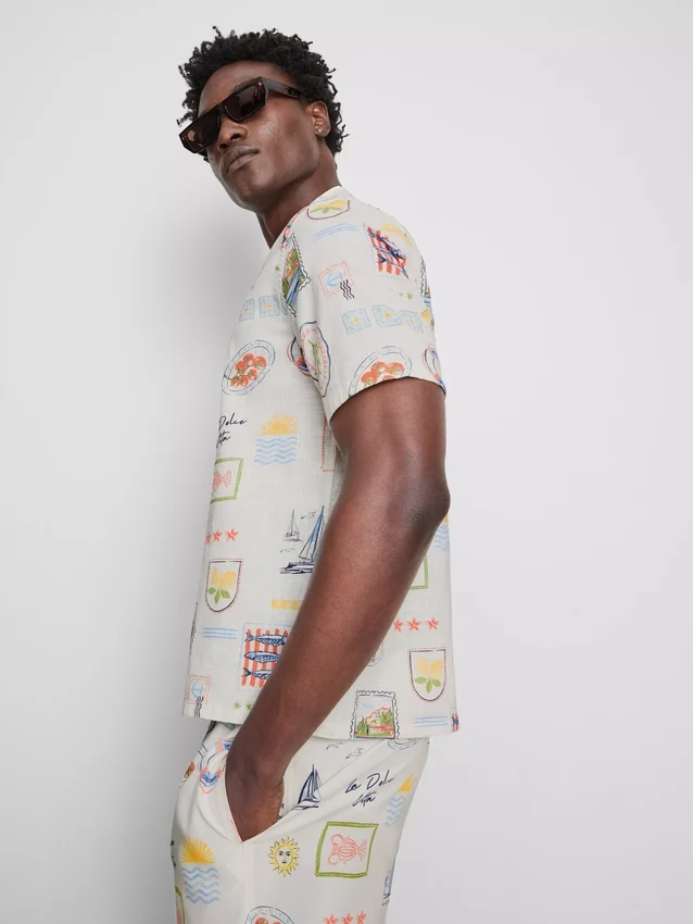 Postcard revere collar shirt