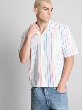 Pride stripe revere collar shirt