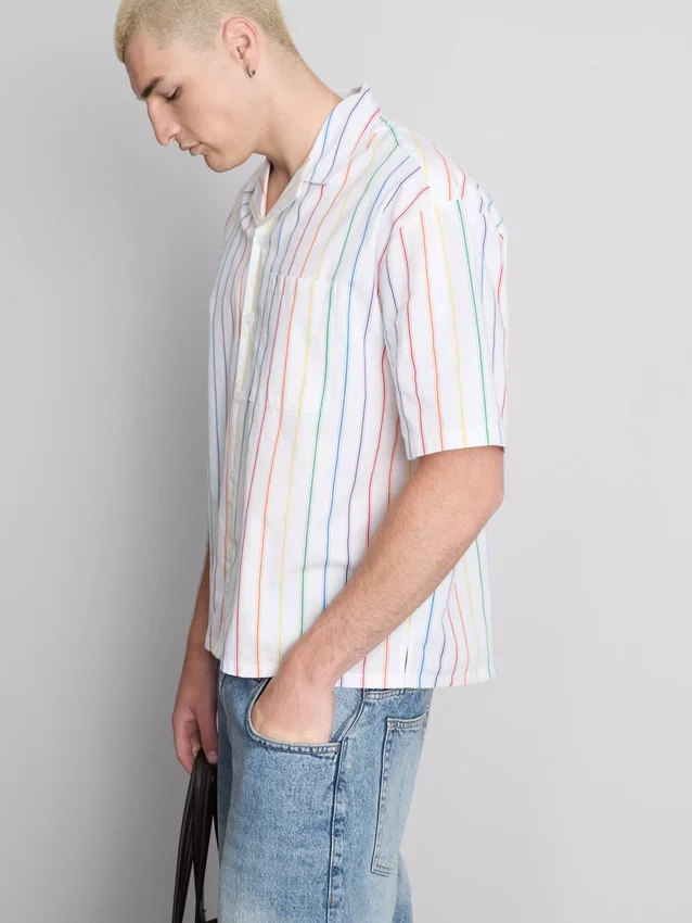 Pride stripe revere collar shirt