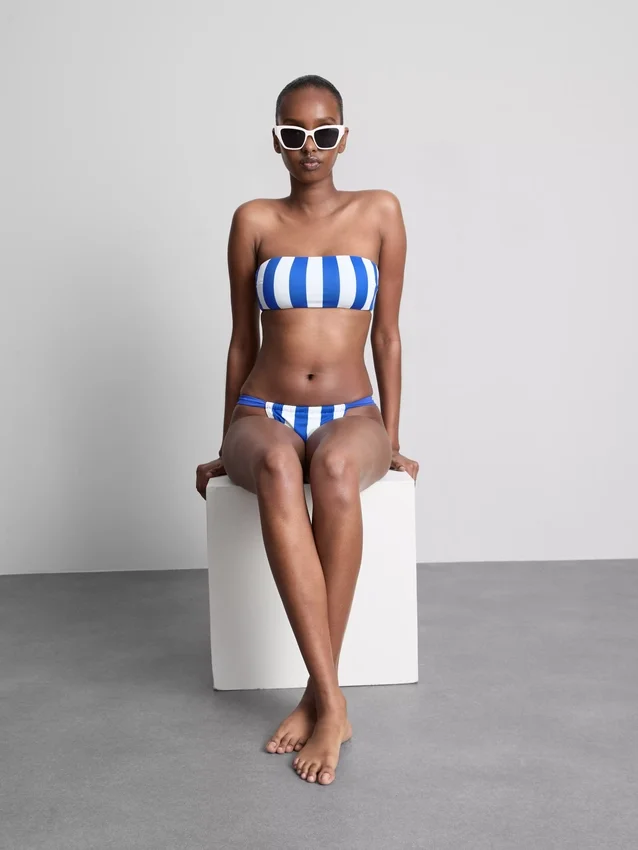 Printed bandeau bikini top
