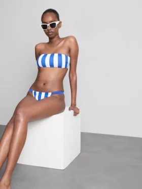 Printed bandeau bikini top