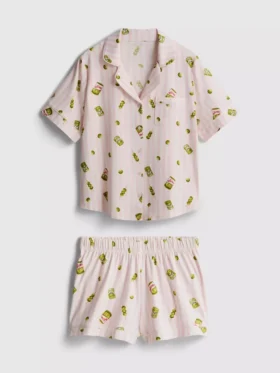 Printed boyfriend shorty pajamas