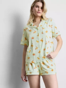 Printed boyfriend shorty pajamas